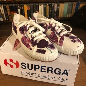 NIB Superga Sneakers Purple Floral Pattern